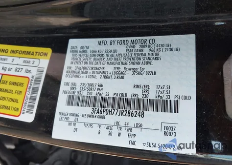2018 Ford Fusion Se z USA, uszkodzony, nr VIN 3FA6P0H77JR286248